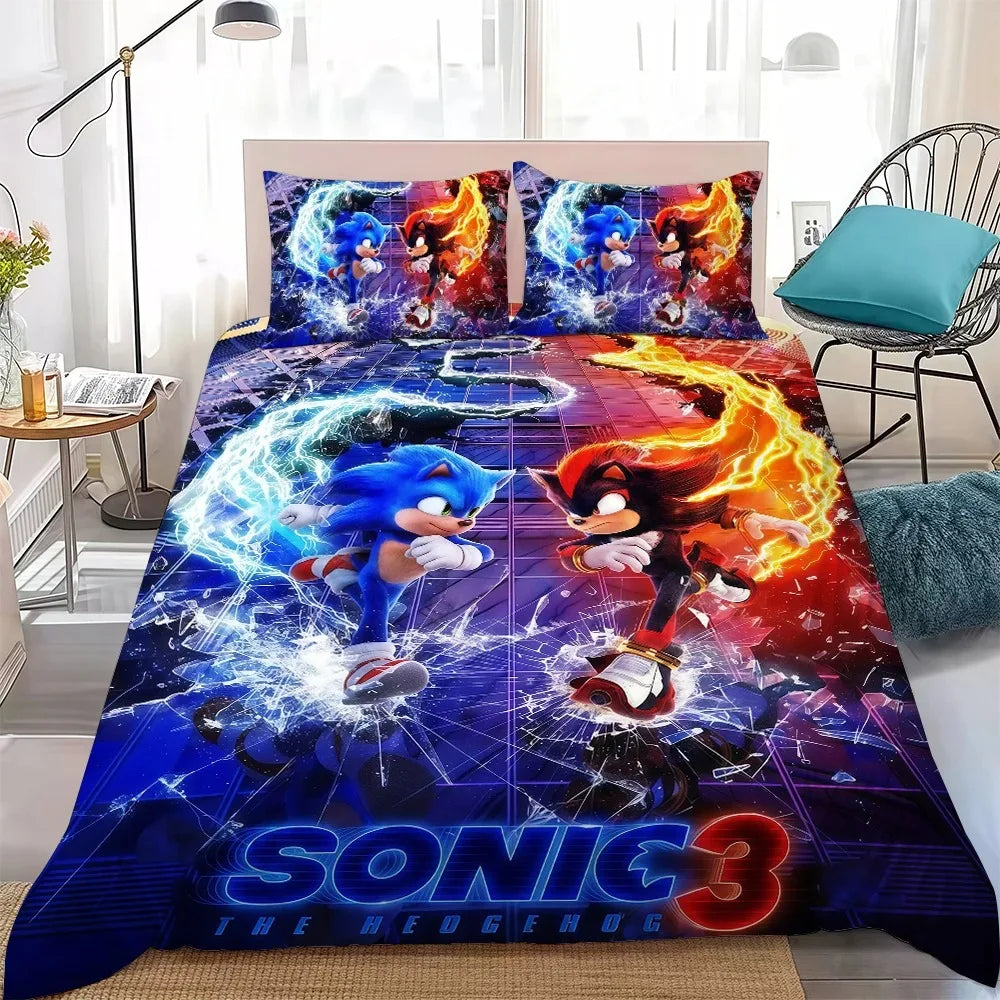 The Movie H-Hedgehog S-SonicES 3 Duvet Cover Set Soft Washed Cotton Bed 2/3pcs Summer Comfortable Student Dormitory Home Bedding