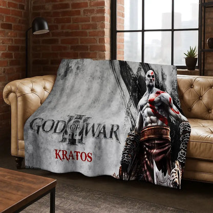 Classics God of War Kratos 3A Game Gamer Flannel Blanket,Warm and Cozy Soft Throw Blanket for Home Bedroom Bed Sofa Kid Gift