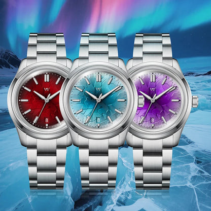 WM Watch Automatic Mechanical Watch NH35 Glacier Series 100M Waterproof AR Coated Sapphire Welly Merck Watch for Men WM226