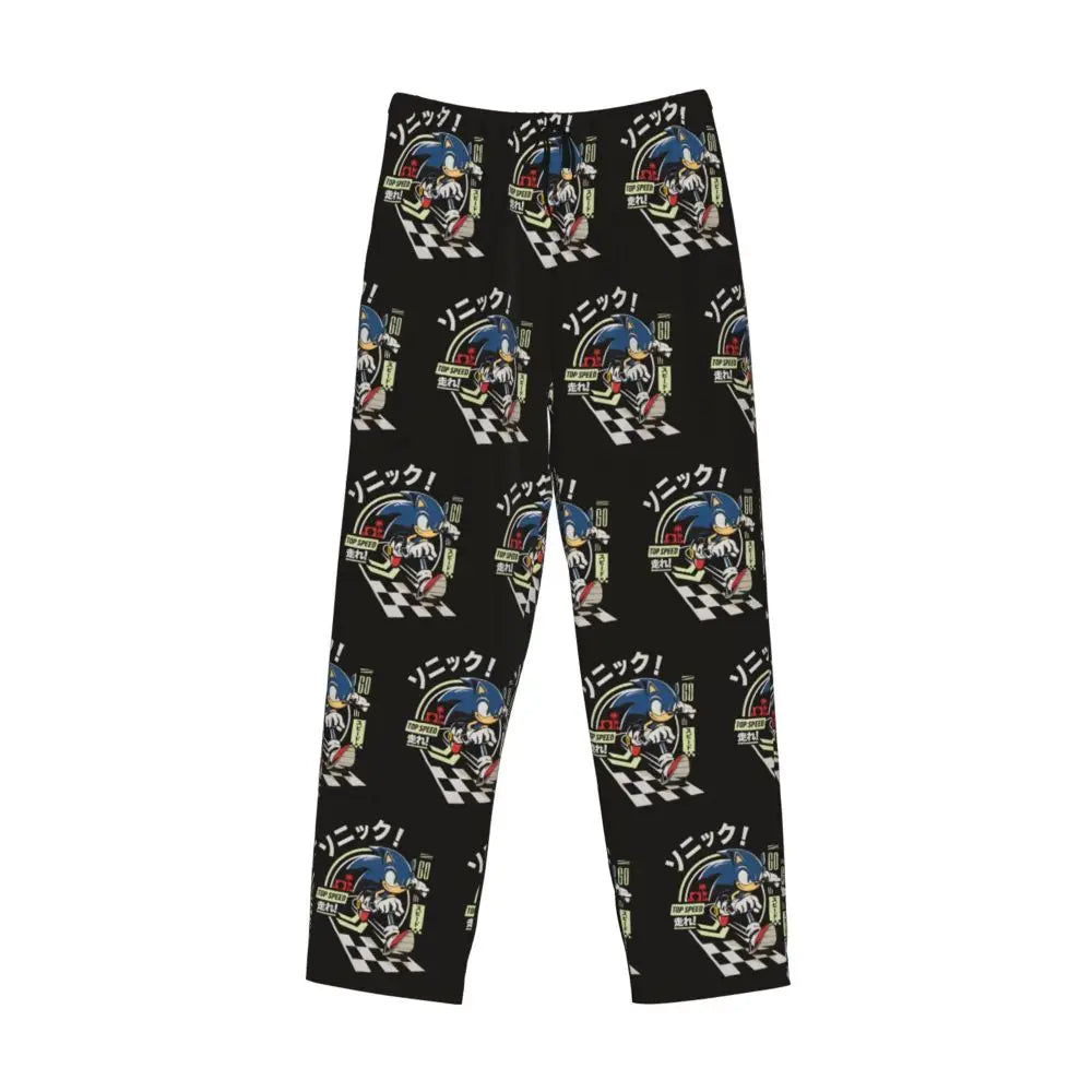 Pantalones de pijama personalizados para hombre con estampado «Soniced», con motivo de erizo, ropa de dormir, pantalones de estar por casa con bolsillos