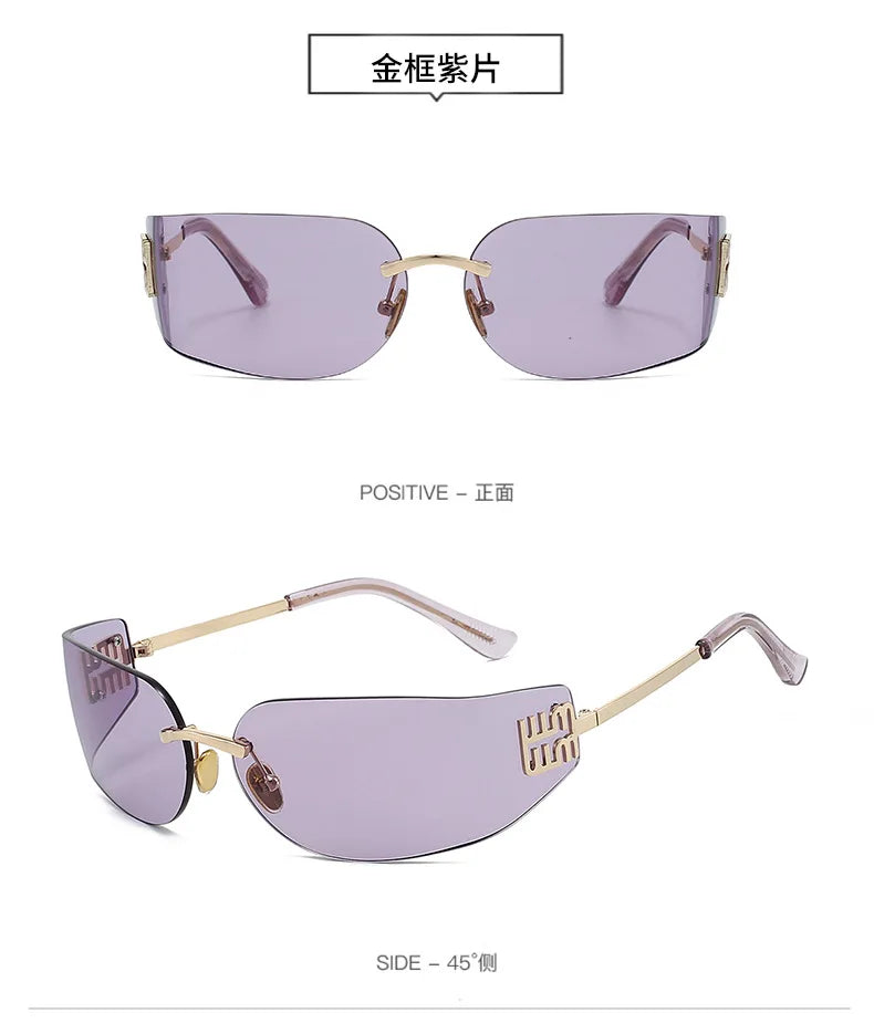 Ochelari de soare de lux pentru femei, fără ramă, cu lentile curbate, pentru protecția ochilor și protecție solară, potriviți pentru călătorii și drumeții – Gafas