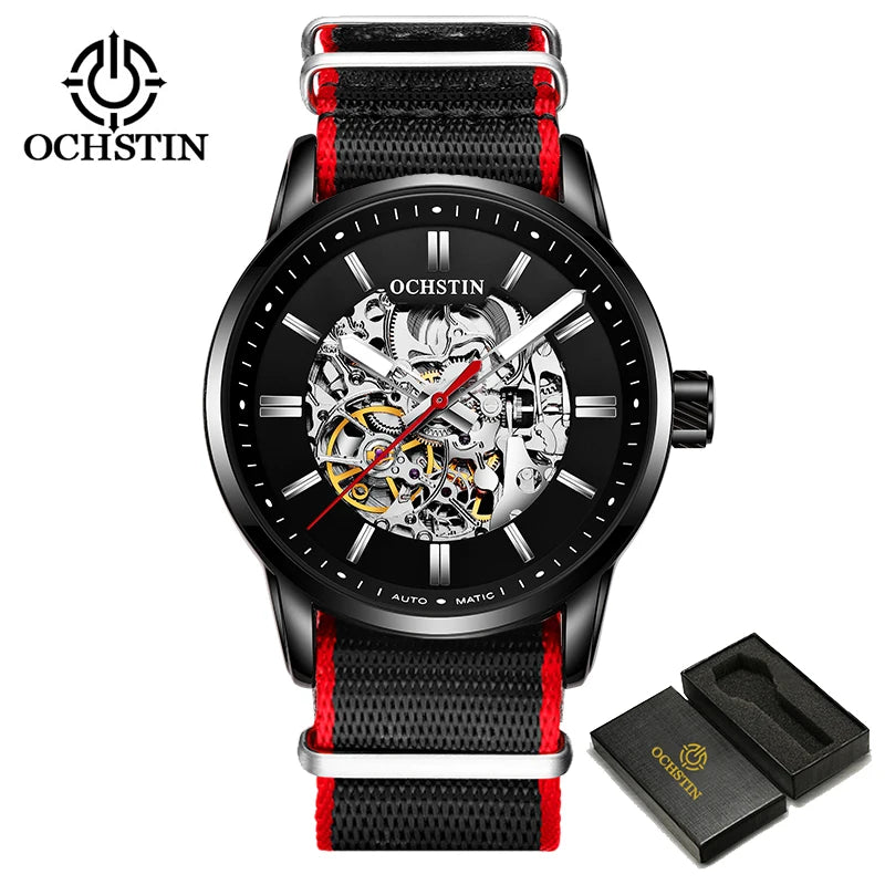 OCHSTIN Automatic Mens Watches Top Brand Luxury Royal Luminous Skeleton Waterproof Mechanical Fashion Male Clock Gifts for Men
