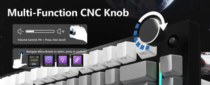 ATTACK SHARK X820 Ultra Gasket Mechanical Keyboard with TFT Screen & Knob, 75% ANSI Layout, Tri-mode, 5 Sound Absorbing Foams