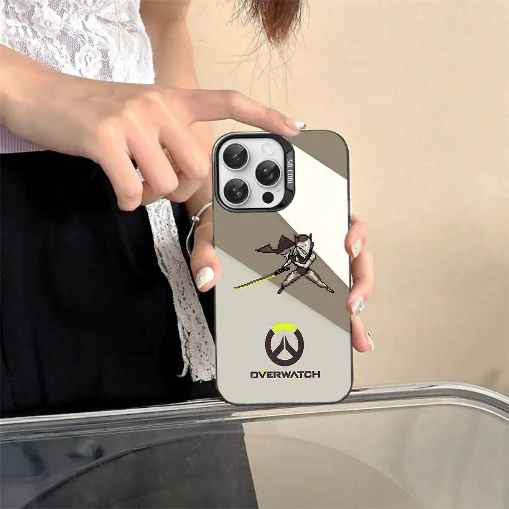 Game O-Overwatch -pikselityylinen puhelinkuori iPhone 17 16 15 14 13 12 11 Pro MAX -malleille – matta, iskunkestävä, putoamissuojattu takakuori