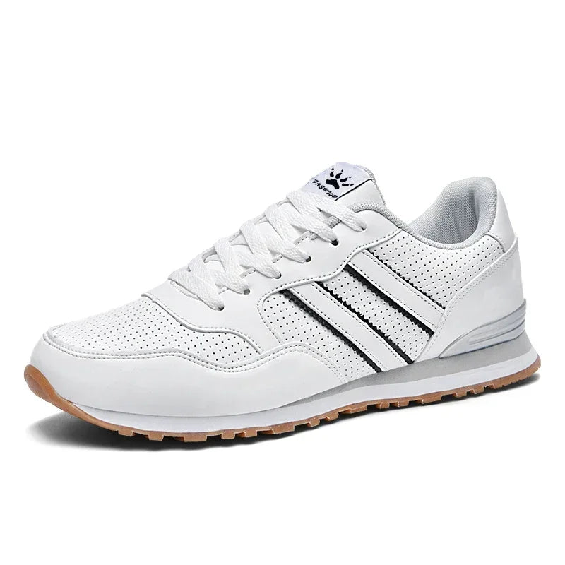 Jesienne buty sportowe męskie, płaskie buty do biegania, białe, trwałe, klasyczne buty casualowe, niskie, modne buty trekkingowe i do chodzenia