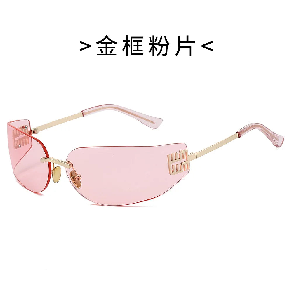 Ochelari de soare de lux pentru femei, fără ramă, cu lentile curbate, pentru protecția ochilor și protecție solară, potriviți pentru călătorii și drumeții – Gafas