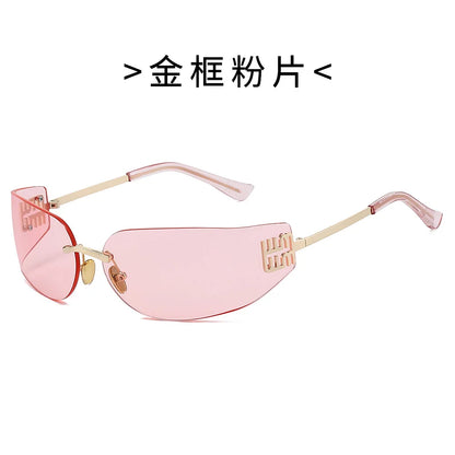 Ochelari de soare de lux pentru femei, fără ramă, cu lentile curbate, pentru protecția ochilor și protecție solară, potriviți pentru călătorii și drumeții – Gafas