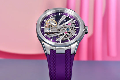 Ceas pentru bărbați PAGANI DESIGN – Model mecanic automat de lux, de tip „schelet” (cu mecanism expus), dotat cu un tourbillon, sticlă de safir cu tratament antireflex, rezistent la apă și luminescent.