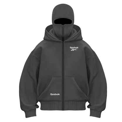 Produit gaming premium Fraquane, Reebok logo men's new double hood design sweatshirt, gothic style, Harajuku style, nouvelle génération.