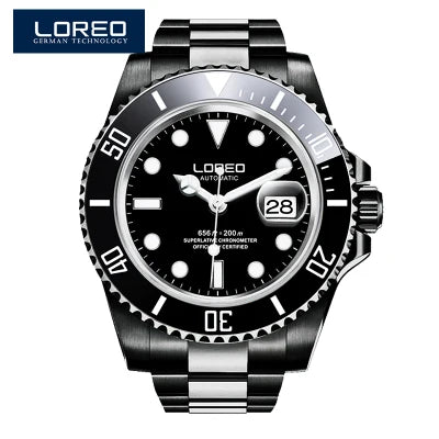 LOREO Original Men's Business Watch 20ATM Waterproof Wristwatch Top Brand Casual Sport Seagull Automatic Mechanical Watch Men