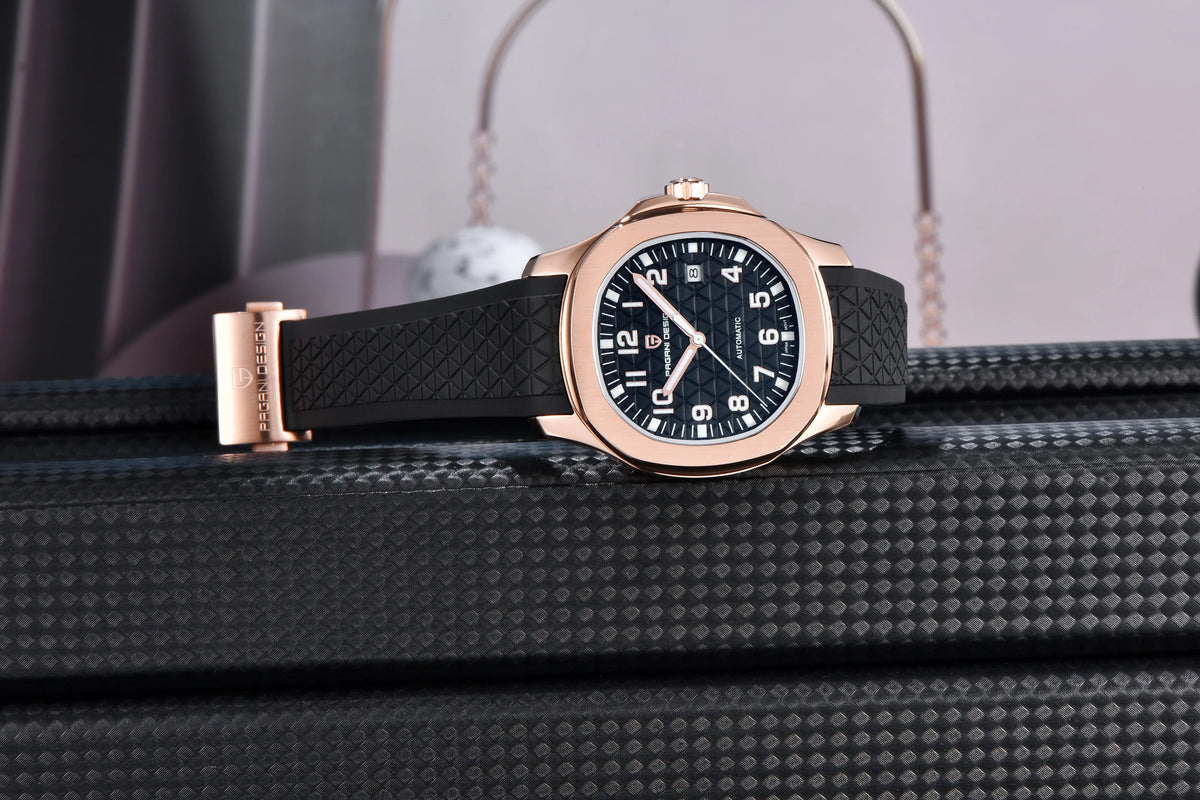 PAGANI DESIGN 2026 New Men's Watches Rose Gold Top Luxury  Automatic Watch For Men Barrel dial Steel Mechanical Wristwatch Men