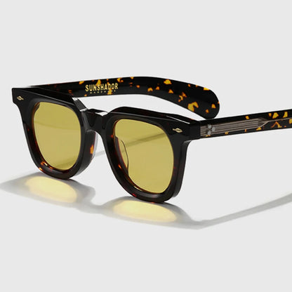 Luksusowa marka, designerskie, klasyczne okulary przeciwsłoneczne z acetatu w kolorze żółwiowym, męskie okulary w stylu retro, modne okulary męskie do noszenia na świeżym powietrzu, 148 mm