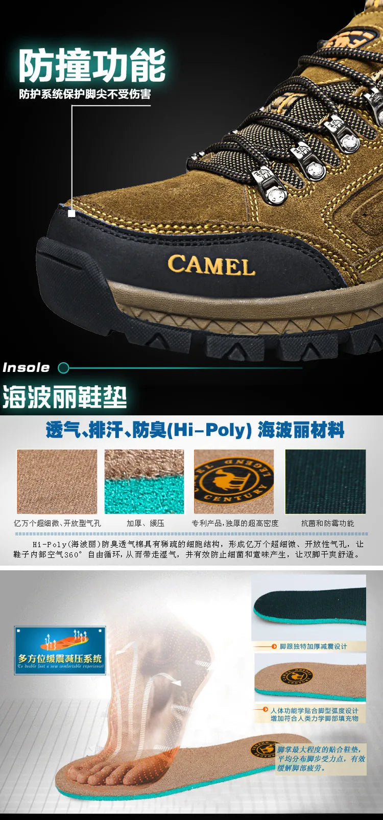 Suede Leather Men's Hiking Shoes Outdoor Trail Trekking Sneakers Men Non-slip Breathable Climbing Shoes Men's Mountain Sports Shoes