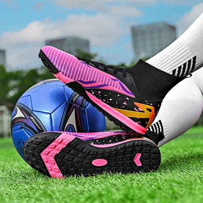 Chaussures de football pour hommes, chaussures de sport, chaussures de futsal à tige haute, chaussures de football de haute qualité pour l'intérieur, antidérapantes, pour l'entraînement en extérieur, crampons ultra-lég