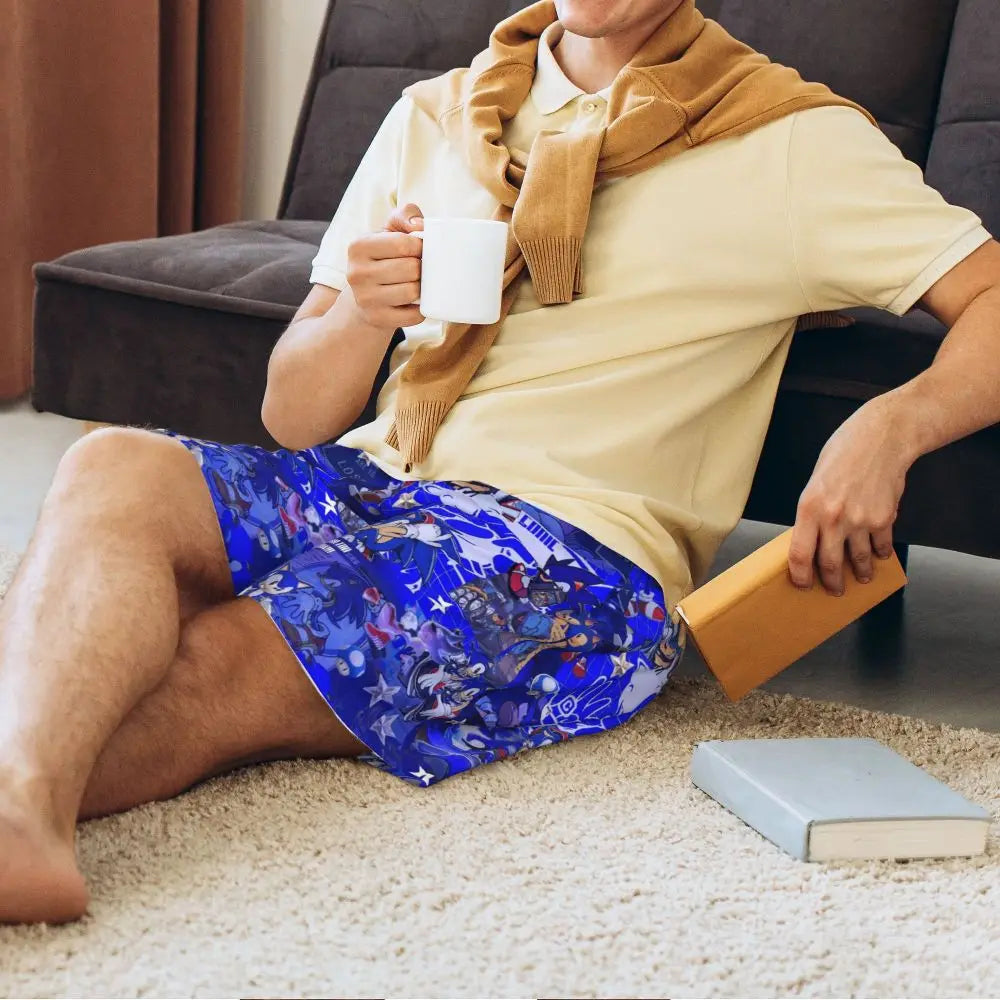 Pantalones cortos de pijama personalizados de Sonic the Hedgehog para hombre, para dormir y estar por casa