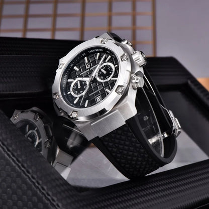 PAGANI DESIGN PD-YS032 Men's Quartz Watch 44mm Japan VK64 Movement Stainless Steel Case Rubber Strap Sapphire Glass 100M Waterproof