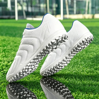 Chaussures de football unisexes pour adultes, en PU, respirantes, en tissu tissé, avec crampons en caoutchouc denses, antidérapantes, résistantes à l'usure, pour entraînement quotidien sur gazon artificiel
