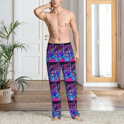 Pantalones de pijama personalizados para hombre con estampado «Soniced», con motivo de erizo, ropa de dormir, pantalones de estar por casa con bolsillos