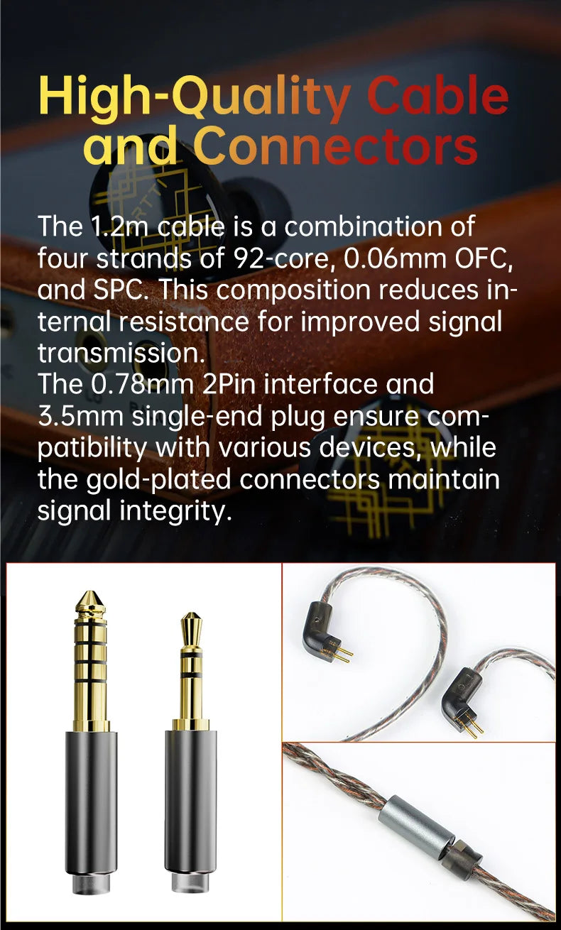 ARTTI T10 Planar Driver In-Ear HiFi Earphones, Wired IEM Monitors with 14.2mm Planar Driver, Detachable 0.78mm 2-Pin Cable, 3.5mm/4.4mm Audiophile Earbuds