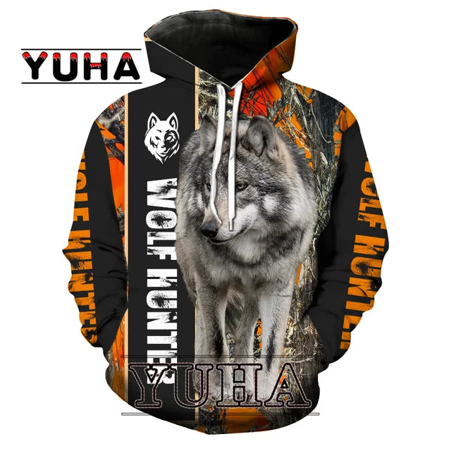 Wolf Printed Hoodies Men 3D Hoodies Brand Sweatshirts Jackets Quality Pullover Fashion Tracksuits Animal Streetwear Out