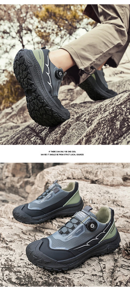 Rotary Buckle Men's Trekking Sneakers Outdoor Platform Hiking Shoes Comfortable Non-Slip Climbing Walking Shoes for Men
