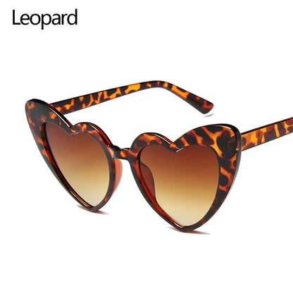 Ochelari de soare în formă de inimă, cu ramă metalică fără ramă, lentile degradate, ochelari de soare „Love Heart” pentru femei, protecție UV400