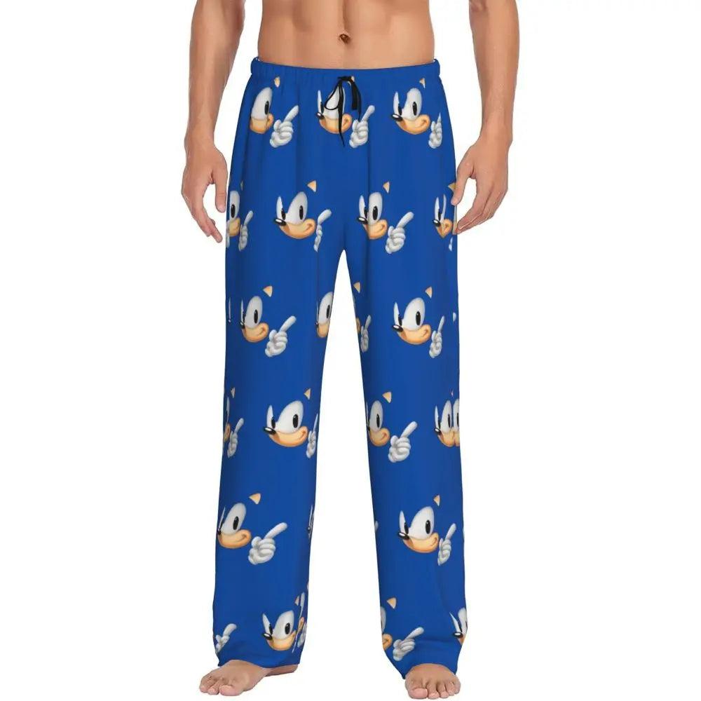 Pantalones de pijama personalizados para hombre con estampado «Soniced», con motivo de erizo, ropa de dormir, pantalones de estar por casa con bolsillos