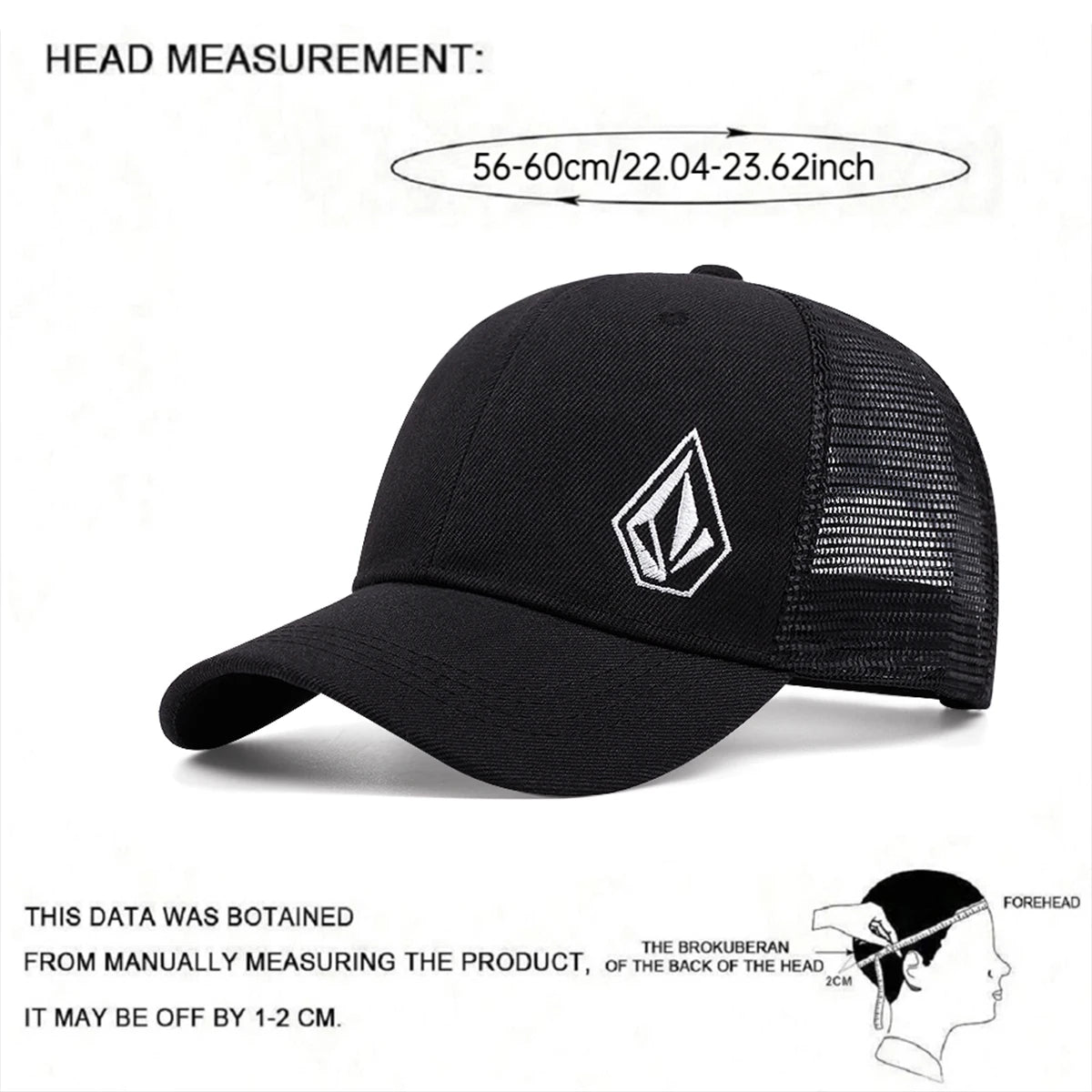 2025 New Diamond Embroidered Cotton Mesh Hat Men's Hip Hop Hat Decorative Hat Women's Outdoor Sports Sunshade Hat Baseball Hat