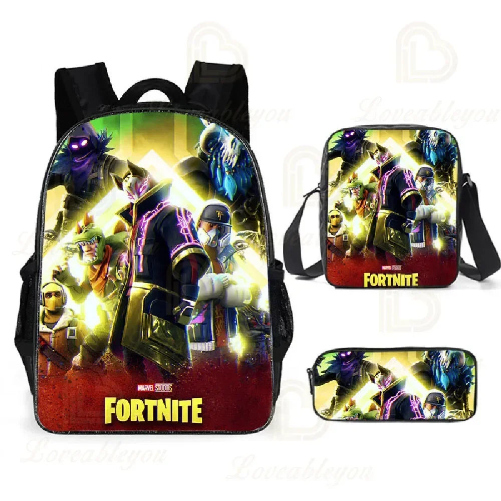 F-FORTNITE Battle Games Backpack for Children School Bag Boys Girls Primary Crossbody Pencil Case Kids Toddler Backpack