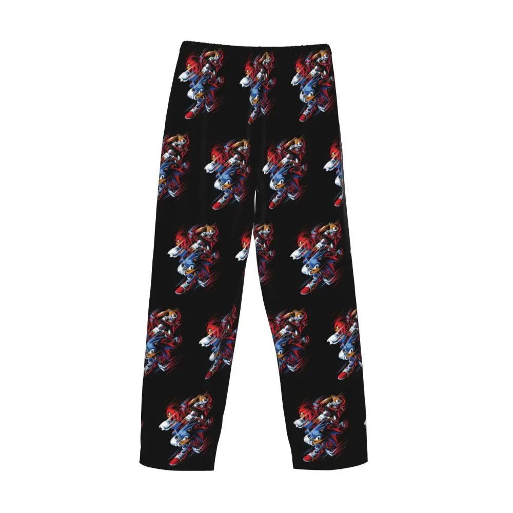 Pantalones de pijama personalizados para hombre con estampado «Soniced», con motivo de erizo, ropa de dormir, pantalones de estar por casa con bolsillos