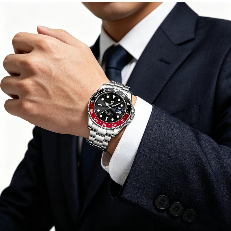 QINGXIYA Luxe herenhorloges met kwartsmechanisme, roestvrij staal, waterdicht, verlicht, datumweergave, herenpolshorloge, reloj hombre