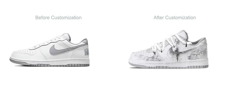 Mukautetut lenkkarit Nike Big Cold Fog Rose Retro High Street & Chinese Ink Wash -miesten liukumattomat matalavartiset skeittikengät