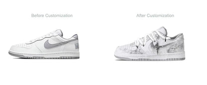Mukautetut lenkkarit Nike Big Cold Fog Rose Retro High Street & Chinese Ink Wash -miesten liukumattomat matalavartiset skeittikengät