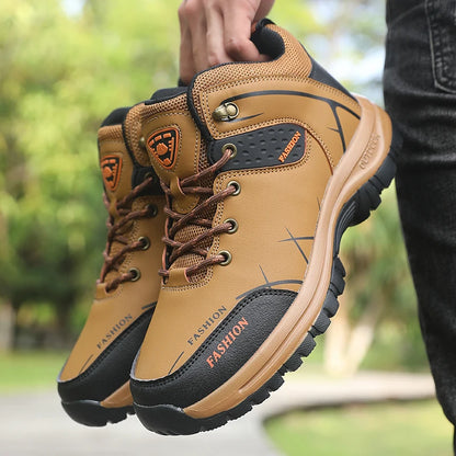 Retro Men’s Hiking Boots for Spring and Autumn, Comfortable Breathable Anti-Slip Hiking Shoes, Outdoor Camping Waterproof Work Shoes, Sizes 39-46