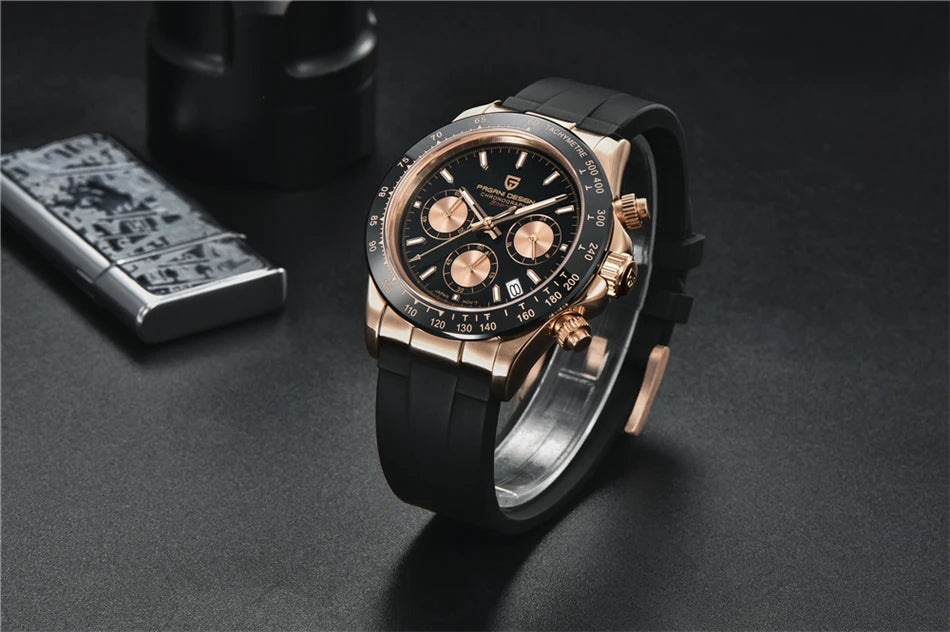 PAGANI DESIGN V2 40MM Meteorite Dial Men Quartz Watches Sapphire Retro Chronograph Waterproof Watch For Men