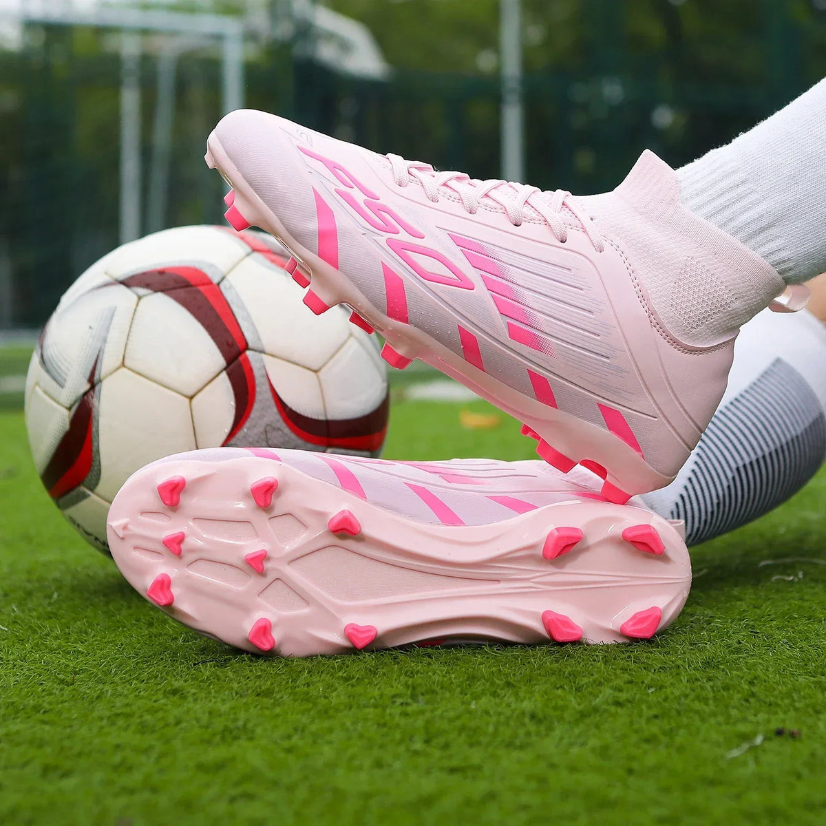 Nouvelles chaussures de football professionnelles pour hommes, chaussures de sport à cheville haute, chaussures de football TF/FG pour garçons, unisexes, antidérapantes, confortables