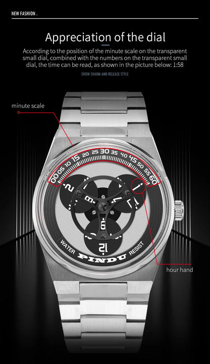 PINDU Design New Stainless Steel Mechanical Watch Men TOP-Luxury Sapphire Mirror Miyota 8215 Movement Waterproof Automatic Watch
