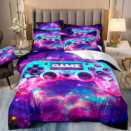Juegos de cama para niños aficionados a los videojuegos: juego de funda nórdica «Queen» con motivos de videojuegos, juego de cama con diseños de PlayStation para chicos adolescentes
