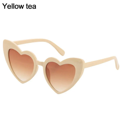 Ochelari de soare în formă de inimă, cu ramă metalică fără ramă, lentile degradate, ochelari de soare „Love Heart” pentru femei, protecție UV400