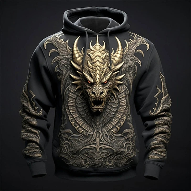 Sudadera con capucha para hombre con estampado de dragón chino. Prendas de moda con diseño 3D de dragón. Nueva sudadera de estilo hip hop y Harajuku. Jersey oversize.
