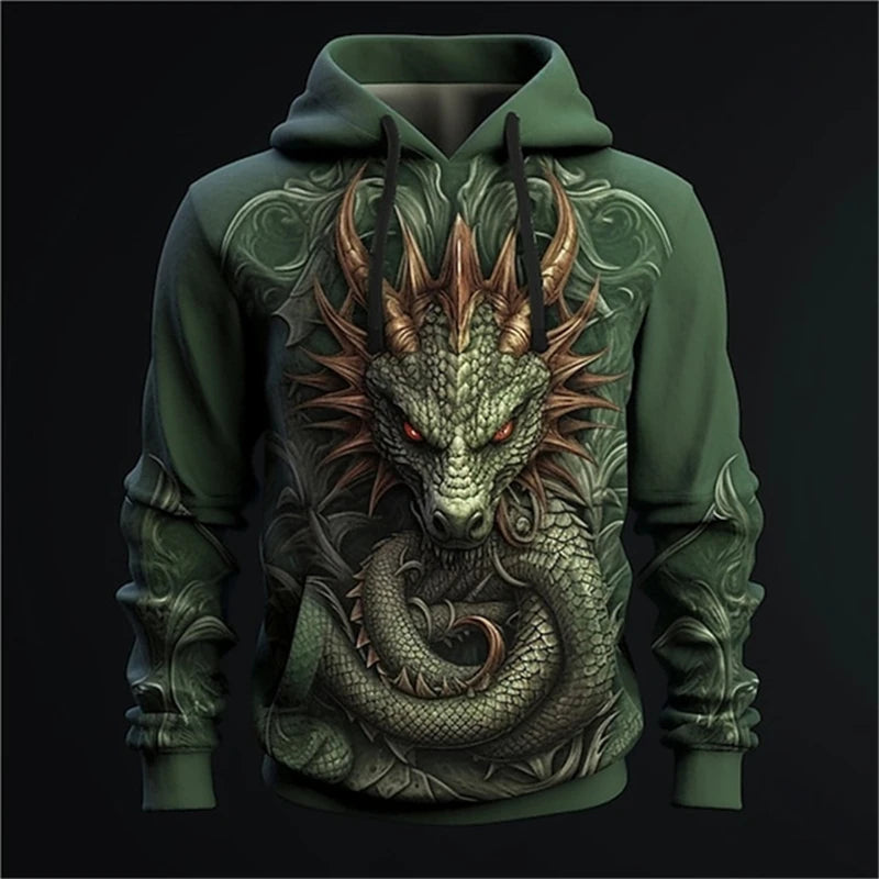 Sudadera con capucha para hombre con estampado de dragón chino. Prendas de moda con diseño 3D de dragón. Nueva sudadera de estilo hip hop y Harajuku. Jersey oversize.