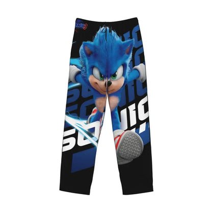 Pantalones de pijama personalizados para hombre con estampado «Soniced», con motivo de erizo, ropa de dormir, pantalones de estar por casa con bolsillos