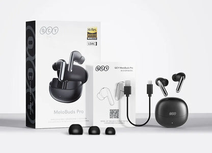 QCY MeloBuds Pro Adaptive Hybrid Active Noise Cancelling Wireless Earbuds – 46dB ANC, Bluetooth 5.3, LDAC Hi-Res Audio, 34H Playtime