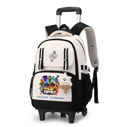 Fortnite Student Rolling Backpack Large Capacity Waterproof Lightweight Design Minimalist Laptop School Bag Casual Travel Bag