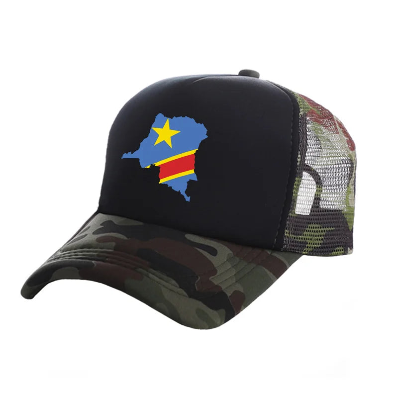 Casquette de camionneur pour homme « Congo démocratique » Casquette de la République démocratique du Congo Casquette de baseball Casquettes unisexes en maille aérée pour l'été