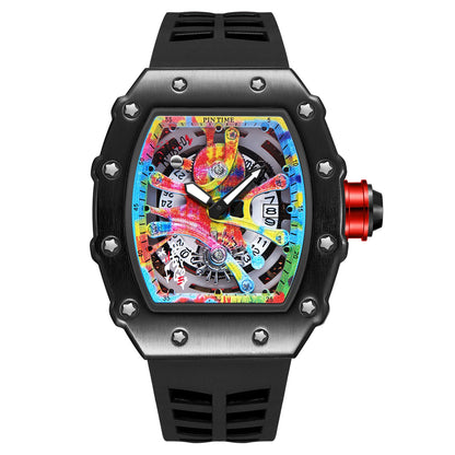Coole herenhorloges Luxe modieuze siliconen tonvormige horloges Skelet waterdichte kwarts polshorloges Klok Relogio Masculino