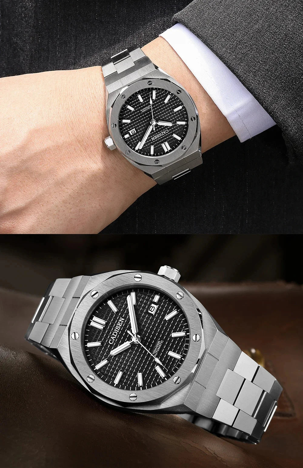 CADISEN Luxury Design 42MM Men's Watches Japan MIYOTA 8215 Sapphire Glass Mechanical Automatic Watch Men 100M Waterproof