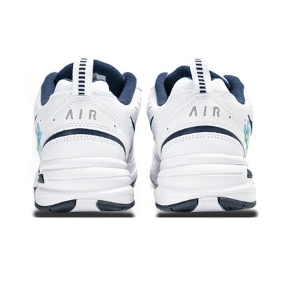 Sneakers personalizzate Nike Air Monarch 4 Crushed Ice Blue Floral Ink Splatter - Scarpe da corsa da uomo basse