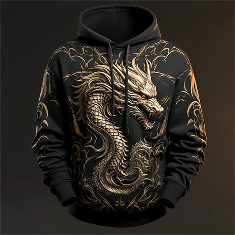 Sudadera con capucha para hombre con estampado de dragón chino. Prendas de moda con diseño 3D de dragón. Nueva sudadera de estilo hip hop y Harajuku. Jersey oversize.