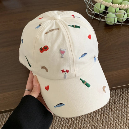 Aranyos sapkák japán stílusú, retro hímzéses baseball sapka – sokoldalú női baseball sapka, alkalmi napellenző, napvédő sapka